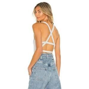 AGOLDE “Nova Banded Back” Bodysuit in Light Grey | Women’s Size Medium